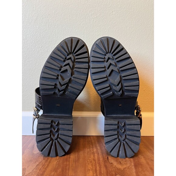 ASOS Chunky Platform Heel Sandals Truffle Collection Black Buckle 6 Faux Leather - Picture 10 of 12